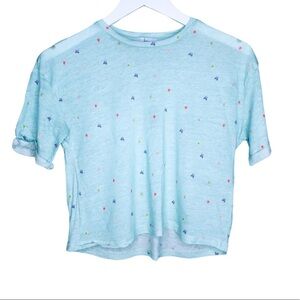 KIZ Butterfly Dainty Print Crop Tee/Top With Scoop Neck Mint Green Size Small